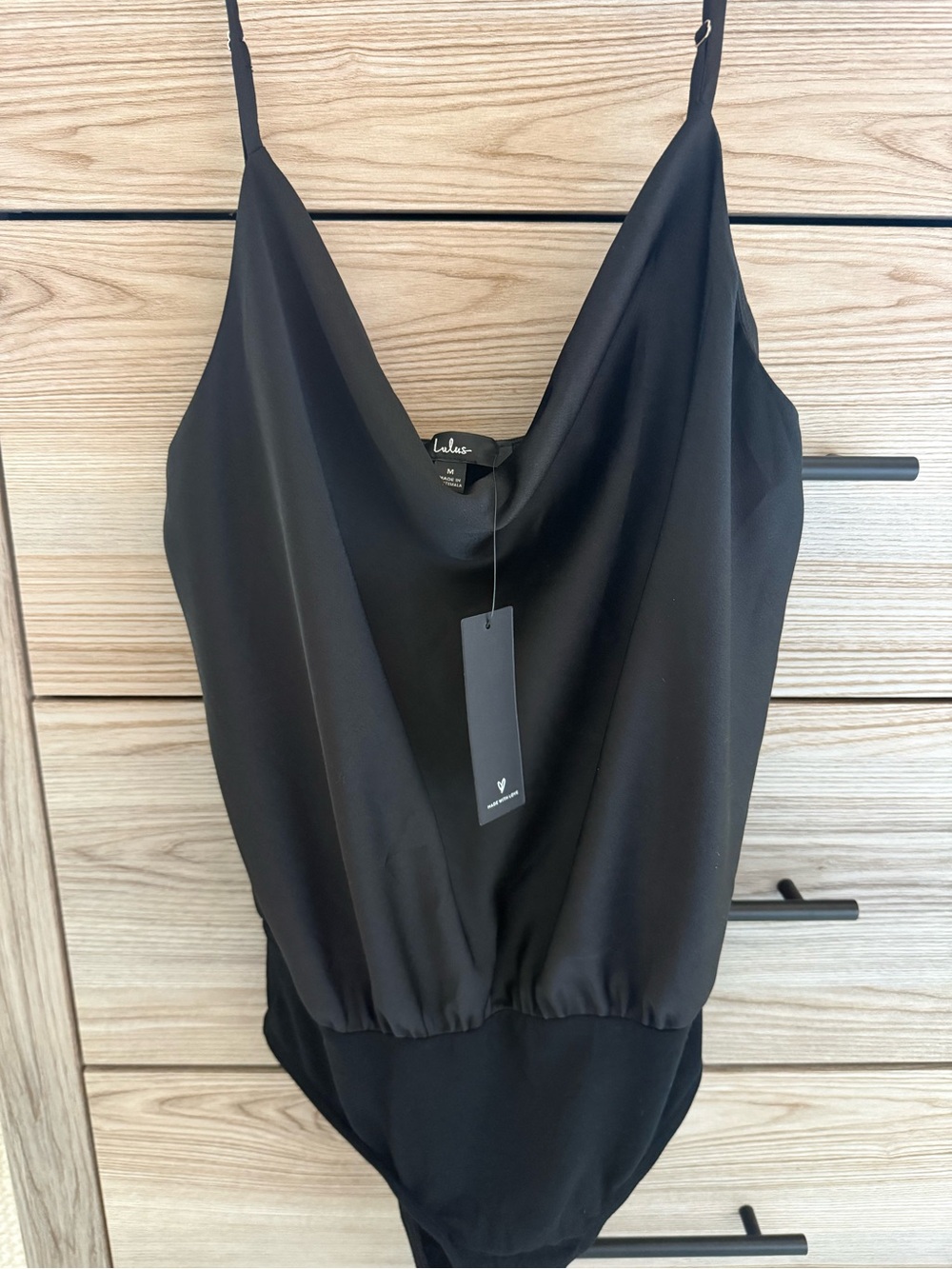 Lulu's Black Cowl Neck Bodysuit NWT